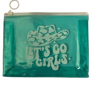 Teal 'Let's‎ Go Girls' Transparent Pouch